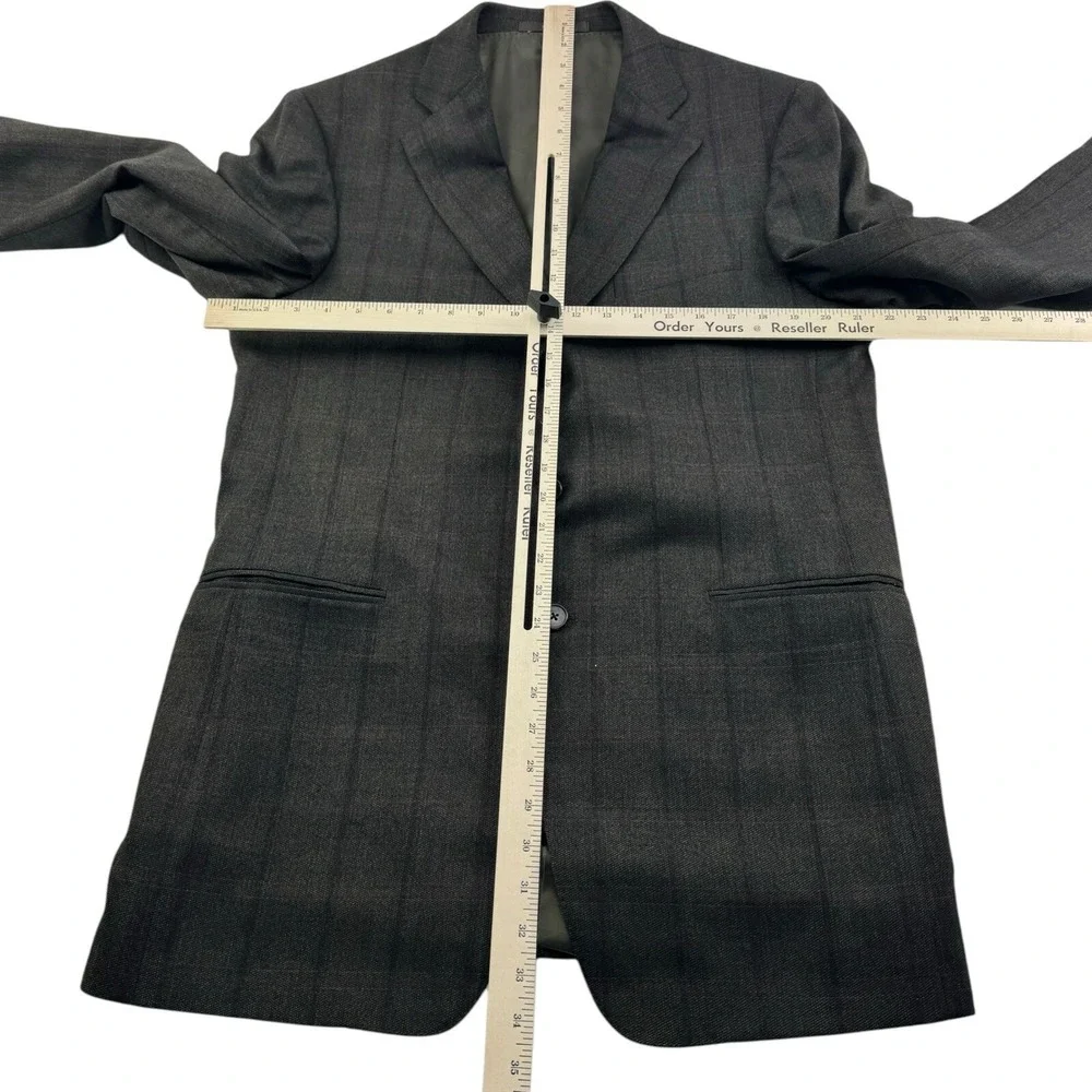 Ermenegildo Zegna Brown Windowpane Check Wool 3 Button 2 Vent‎ Blazer Size 42L